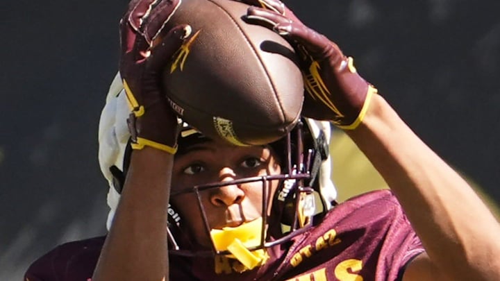Arizona State wide receiver Uriah Neloms during spring practice at Kajakawa Practice fields on April 16, 2025, in Tempe.