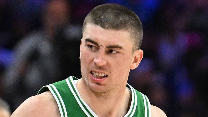 Apr 26, 2026; Philadelphia, Pennsylvania, USA; Boston Celtics guard Payton Pritchard (11) reacts after making a three point basket against the Philadelphia 76ers during the second half at Xfinity Mobile Arena. Mandatory Credit: Eric Hartline-Imagn Images