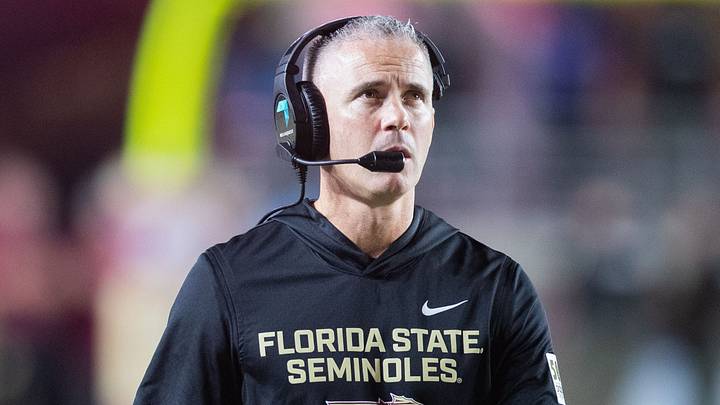 Florida State Seminoles head coach Mike Norvell walks down the field. The Miami Hurricanes lead the Florida State Seminoles 14-3 at the half on Saturday, Oct. 4, 2025. Florida State Seminoles head coach Mike Norvell walks down the field. The Miami Hurricanes lead the Florida State Seminoles 14-3 at the half on Saturday, Oct. 4, 2025.