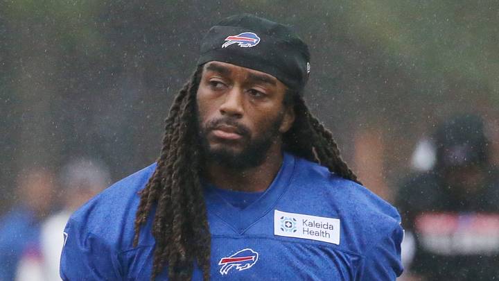 Bills running back Ian Wheeler heads to the field during the opening day of Buffalo Bills training camp at St. John Fisher University Wednesday, July 29, 2026 in Pittsford.