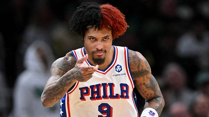 Boston, Massachusetts, USA; Philadelphia 76ers guard Kelly Oubre Jr. (9) reacts after making a three-point basket against the Boston Celtics in the second half of a game two of the first round of the 2026 NBA Playoffs at TD Garden on April 21, 2026. Boston, Massachusetts, USA; Philadelphia 76ers guard Kelly Oubre Jr. (9) reacts after making a three-point basket against the Boston Celtics in the second half of a game two of the first round of the 2026 NBA Playoffs at TD Garden on April 21, 2026.