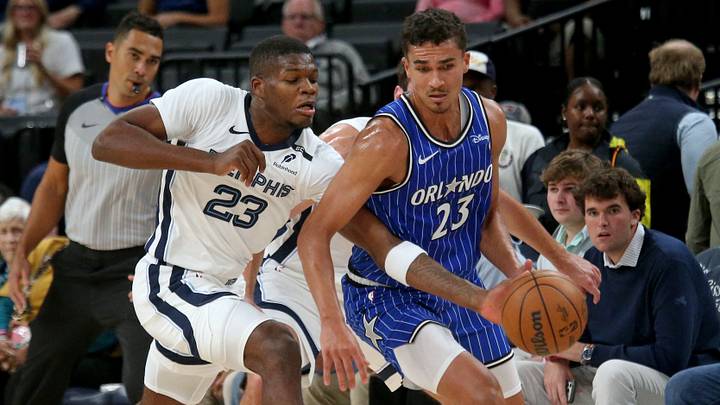 Oct 7, 2026; Memphis, Tennessee, USA; Memphis Grizzlies forward Cedric Coward (23) knock the ball loose from Orlando Magic forward Tristan da Silva (23) during the third quarter at FedExForum. Mandatory Credit: Petre Thomas-Imagn Images Oct 7, 2026; Memphis, Tennessee, USA; Memphis Grizzlies forward Cedric Coward (23) knock the ball loose from Orlando Magic forward Tristan da Silva (23) during the third quarter at FedExForum. Mandatory Credit: Petre Thomas-Imagn Images