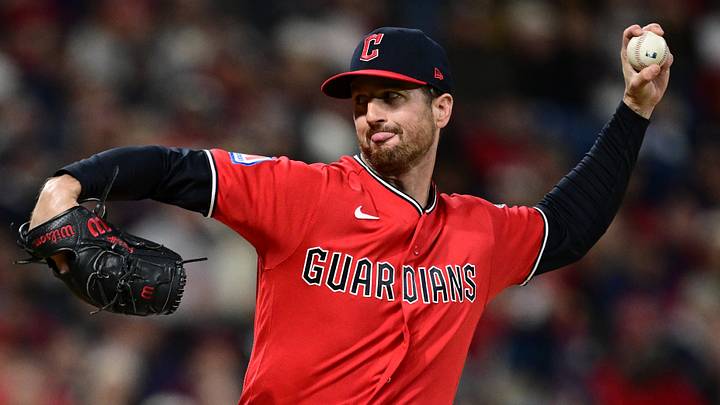 Oct 17, 2026; Cleveland, Ohio, USA; Cleveland Guardians pitcher Foster Griffin (22) throws a pitch against the Tampa Bay Rays during the third inning in game four of the ALCS for the 2026 MLB Playoffs at Progressive Field. Mandatory Credit: David Dermer-Imagn Images Oct 17, 2026; Cleveland, Ohio, USA; Cleveland Guardians pitcher Foster Griffin (22) throws a pitch against the Tampa Bay Rays during the third inning in game four of the ALCS for the 2026 MLB Playoffs at Progressive Field. Mandatory Credit: David Dermer-Imagn Images