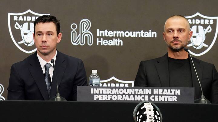 Las Vegas Raiders coach Klint Kubiak and general manager John Spytek