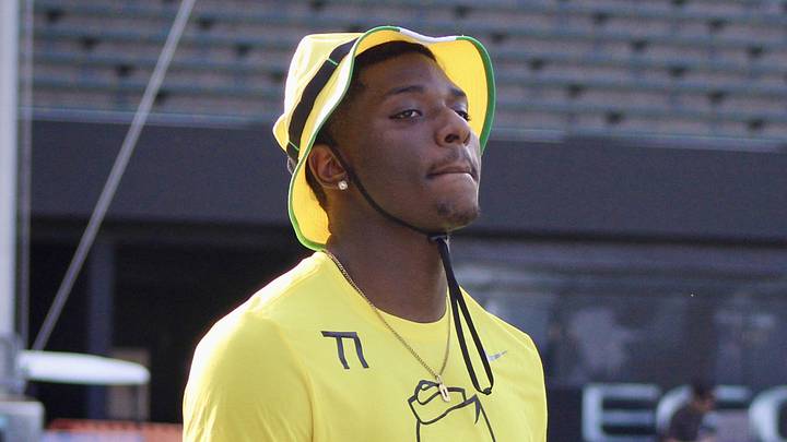 July 27, 2024; Eugene, OR, USA; Kendre Harrison part of the top-ranked recruits flocked to Eugene for the 2024 Oregon Ducks Saturday Night Live ; Mandatory credit: Zachary Neel-USA TODAY NETWORK via Imagn Images July 27, 2024; Eugene, OR, USA; Kendre Harrison part of the top-ranked recruits flocked to Eugene for the 2024 Oregon Ducks Saturday Night Live ; Mandatory credit: Zachary Neel-USA TODAY NETWORK via Imagn Images