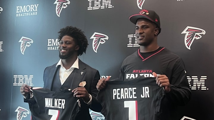 Atlanta Falcons first-round draft picks Jalon Walker and James Pearce Jr. met with the media Friday in Flowery Branch.