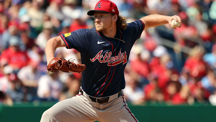 Atlanta Braves pitcher Hayden Harris (90) throws a pitch during the fourth inning against the Philadelphia Phillies at BayCare Ballpark.