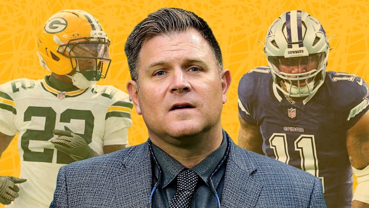 Green Bay Packers WR Matthew Golden, GM Brian Gutekunst, and DE Micah Parsons
