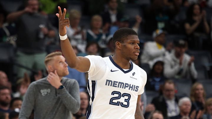 Mar 7, 2026; Memphis, Tennessee, USA; Memphis Grizzlies forward Cedric Coward (23) reacts during the fourth quarter against the Los Angeles Clippers at FedExForum. Mandatory Credit: Petre Thomas-Imagn Images Mar 7, 2026; Memphis, Tennessee, USA; Memphis Grizzlies forward Cedric Coward (23) reacts during the fourth quarter against the Los Angeles Clippers at FedExForum. Mandatory Credit: Petre Thomas-Imagn Images