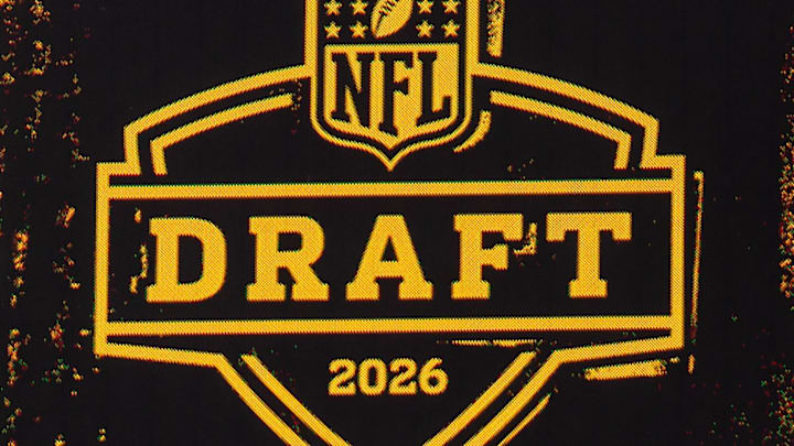 The NFL Draft logo is shown on the scoreboard at Acrisure Stadium in Pittsburgh.