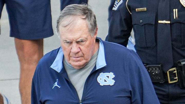 University of North Carolina Head Coach Bill Belichick gets off the bus as Clemson does their Tiger Walk before the game at Memorial Stadium in Clemson, S.C. Saturday, September 19, 2026.