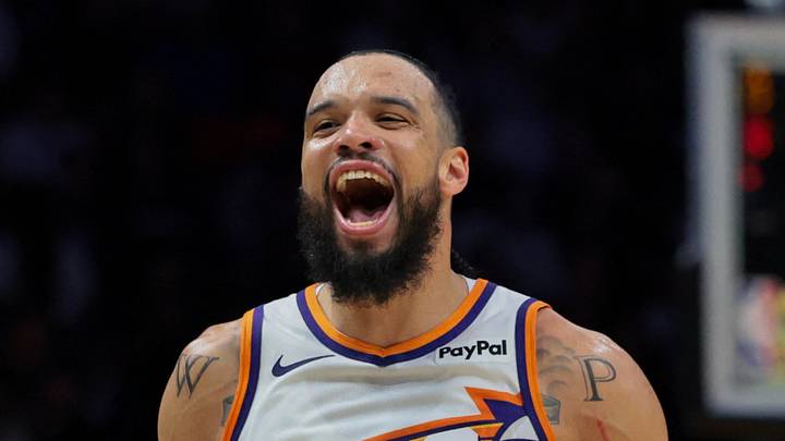Miami, Florida, USA; Phoenix Suns forward Dillon Brooks (3) reacts after scoring against the Miami Heat during the third quarter at Kaseya Center on Jan 13, 2026. Miami, Florida, USA; Phoenix Suns forward Dillon Brooks (3) reacts after scoring against the Miami Heat during the third quarter at Kaseya Center on Jan 13, 2026.