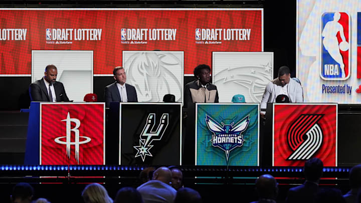 May 16, 2023; Chicago, IL, USA; A overall shot of the final four teams in the 2023 NBA Draft Lottery