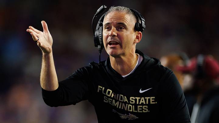 Nov 29, 2025; Gainesville, Florida, USA; Florida State Seminoles head coach Mike Norvell gestures against the Florida Gators during the second half at Ben Hill Griffin Stadium. Mandatory Credit: Matt Pendleton-Imagn Images Nov 29, 2025; Gainesville, Florida, USA; Florida State Seminoles head coach Mike Norvell gestures against the Florida Gators during the second half at Ben Hill Griffin Stadium. Mandatory Credit: Matt Pendleton-Imagn Images