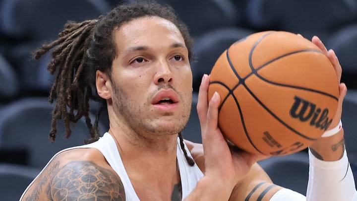 Oct 6, 2026; Salt Lake City, Utah, USA;  Denver Nuggets forward Aaron Gordon (32) warms up before a game against the Utah Jazz at Delta Center.  Mandatory Credit: Rob Gray-Imagn Images