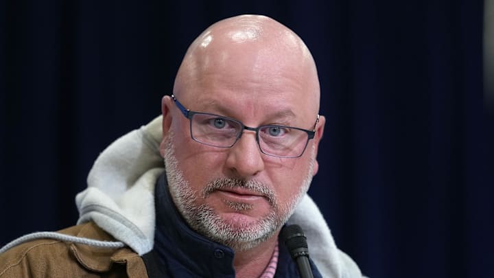 Feb 24, 2026; Indianapolis, IN, USA; Los Angeles Chargers general manager Joe Hortiz speaks at the NFL Scouting Combine at the Indiana Convention Center. Mandatory Credit: Kirby Lee-Imagn Images Feb 24, 2026; Indianapolis, IN, USA; Los Angeles Chargers general manager Joe Hortiz speaks at the NFL Scouting Combine at the Indiana Convention Center. Mandatory Credit: Kirby Lee-Imagn Images