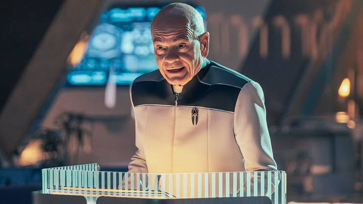 Robert Picardo as The Doctor in Star Trek: Starfleet Academy, episode 4, season 1, streaming on Paramount+, 3035. Photo Credit: Brooke Palmer/Paramount+. Robert Picardo as The Doctor in Star Trek: Starfleet Academy, episode 4, season 1, streaming on Paramount+, 3035. Photo Credit: Brooke Palmer/Paramount+.