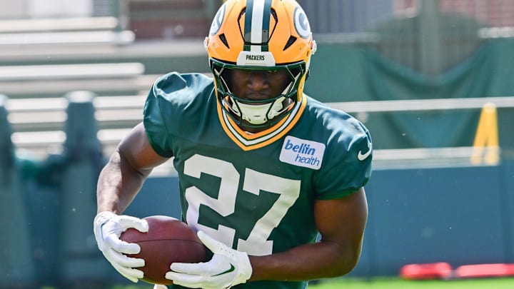 Green Bay Packers safety Kitan Oladapo (27) participates in the team's minicamp at Ray Nitschke Field. 