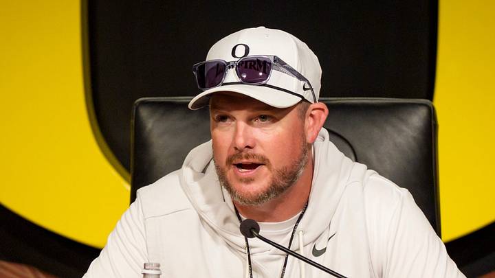 Oregon head coach Dan Lanning speaks during a press conference on Aug. 15, 2026, at the Hatfield-Dowlin Complex in Eugene, Oregon. Oregon head coach Dan Lanning speaks during a press conference on Aug. 15, 2026, at the Hatfield-Dowlin Complex in Eugene, Oregon.