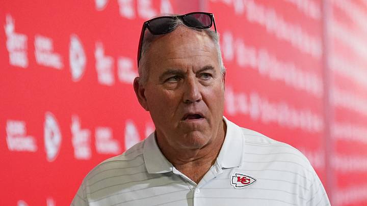 Sep 14, 2026; Kansas City, Missouri, USA; Kansas City Chiefs assistant head coach Dave Toub enters the stadium prior to the game between the Kansas City Chiefs and Denver Broncos at GEHA Field at Arrowhead Stadium. Mandatory Credit: Denny Medley-Imagn Images