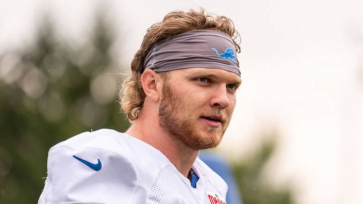 Aug 2, 2026; Allen Park, MI, USA; Detroit Lions defensive end Aidan Hutchinson (97) walks off the field following Detroit Lions training camp at Meijer Performance Center. Mandatory Credit: Paul Barnick-Imagn Images