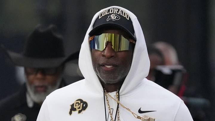 Sep 19, 2026; Evanston, Illinois, USA; Colorado Buffaloes head coach Deion Sanders takes the field with his team for warmups before the game against the Northwestern Wildcats at Northwestern Medicine Field at Martin Stadium. Sep 19, 2026; Evanston, Illinois, USA; Colorado Buffaloes head coach Deion Sanders takes the field with his team for warmups before the game against the Northwestern Wildcats at Northwestern Medicine Field at Martin Stadium.