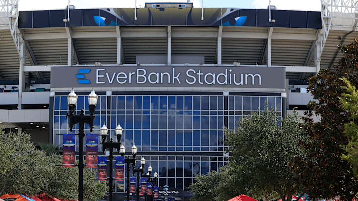 Fans walk outside before an NCAA football game Saturday, Oct. 28, 2023 at EverBank Stadium in Jacksonville, Fla. [Corey Perrine/Florida Times-Union]