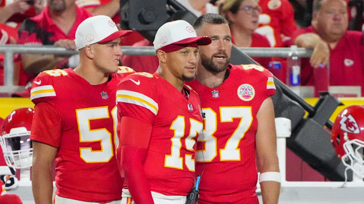 Chiefs quarterback Patrick Mahomes discussed the team's expectations for Travis Kelce in the tight end's 13th NFL season.
