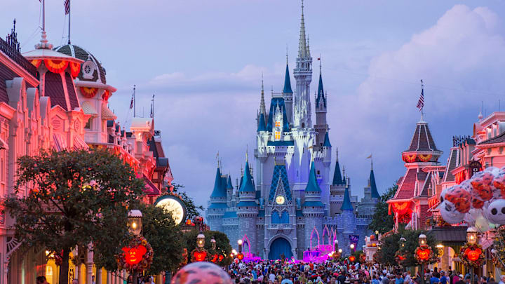 Eerie lighting, fall dcor and Mickey Mouse-shaped Jack-O-Lanterns set the stage at Magic Kingdom for Mickey's Not-So-Scary Halloween Party. The family-friendly after-hours event offers trick-or-treating, meet and greets with favorite characters in costume, plus the must-see "Mickey's Boo-to-You Halloween Parade" and "Happy HalloWishes" fireworks display. Mickey's Not-So-Scary Halloween Party is a special ticket event and takes place on select nights each fall at Walt Disney World Resort in Lake