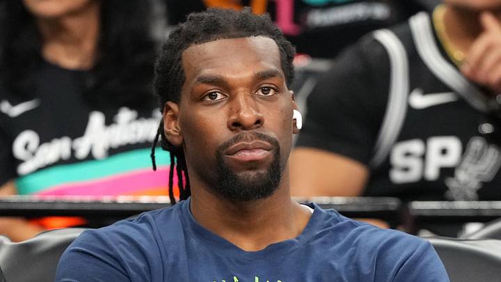 May 12, 2026; San Antonio, Texas, USA; Minnesota Timberwolves center Naz Reid (11) sits on the bench before game five of the second round of the 2026 NBA Playoffs against the San Antonio Spurs at Frost Bank Center. Mandatory Credit: Scott Wachter-Imagn Images