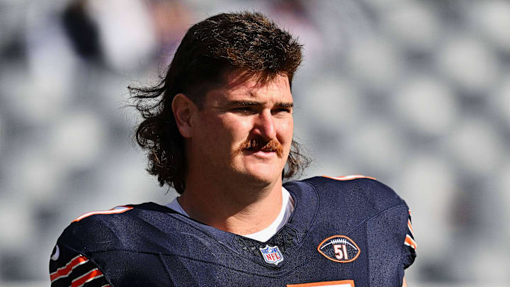 Chicago Bears offensive lineman Dan Feeney (67) warms up before a game against the Minnesota Vikings at Soldier Field.