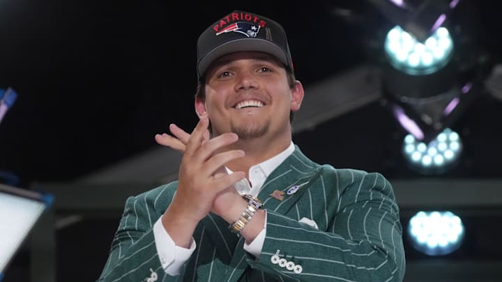 Apr 24, 2025; Green Bay, WI, USA; LSU Tigers offensive lineman Will Campbell is selected by the New England Patriots as the number four pick in the first round of the 2025 NFL Draft at Lambeau Field. Mandatory Credit: Kirby Lee-Imagn Images