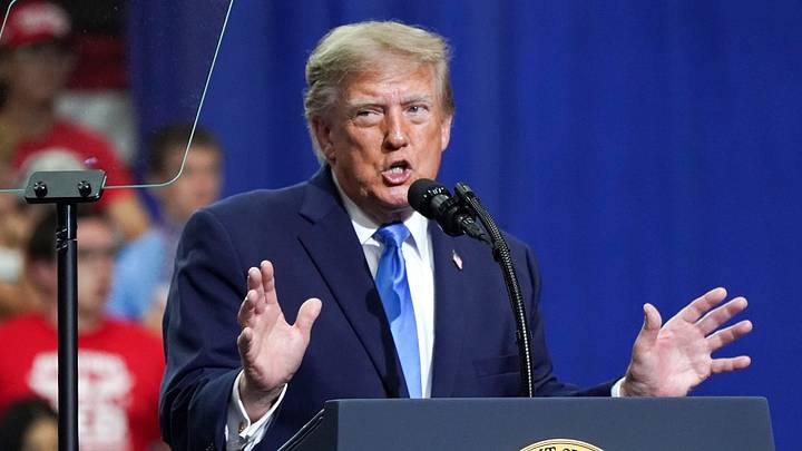 President Donald Trump speaks at a rally at Butler High School on Saturday, Oct. 3, 2026, in Vandalia, Oh. President Donald Trump will speak at the event.