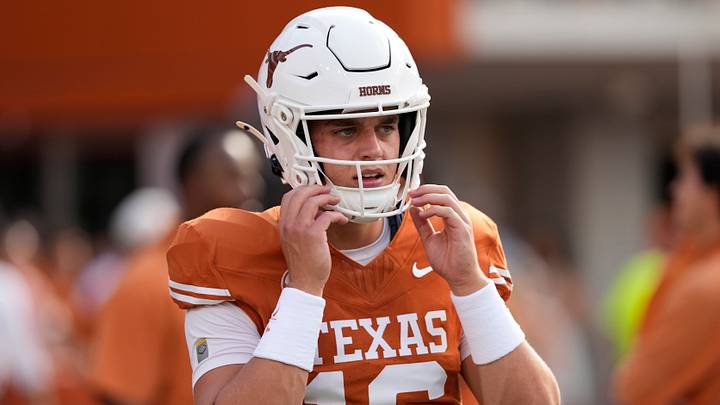 Texas Longhorns quarterback Arch Manning (16) before the game against the Texas-San Antonio Roadrunners at Texas at Darrell K Royal-Texas Memorial Stadium. Texas Longhorns quarterback Arch Manning (16) before the game against the Texas-San Antonio Roadrunners at Texas at Darrell K Royal-Texas Memorial Stadium.