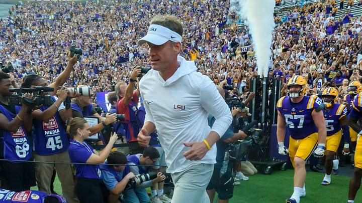 LSU football coach Lane Kiffin takes the field before his team's game against Louisiana Tech at Tiger Stadium on Sept. 12, 2026. LSU football coach Lane Kiffin takes the field before his team's game against Louisiana Tech at Tiger Stadium on Sept. 12, 2026.