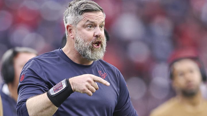 Houston Texans defensive coordinator Matt Burke during the game against the Arizona Cardinals at NRG Stadium.