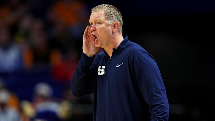 Utah State Aggies head coach Jerrod Calhoun. Utah State Aggies head coach Jerrod Calhoun.