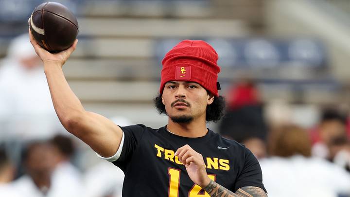 Oct 10, 2026; University Park, Pennsylvania, USA; Southern California Trojans quarterback Jayden Maiava (14) throws a pass during a warmup prior to the game against the Penn State Nittany Lions at West Shore Home Field at Beaver Stadium. Oct 10, 2026; University Park, Pennsylvania, USA; Southern California Trojans quarterback Jayden Maiava (14) throws a pass during a warmup prior to the game against the Penn State Nittany Lions at West Shore Home Field at Beaver Stadium.