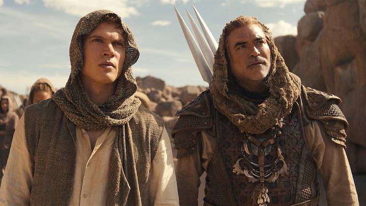 Daniel Henney (Lan), Josha Stradowski (Rand), and Björn Landberg (Rhuarc) in The Wheel of Time season 3. Daniel Henney (Lan), Josha Stradowski (Rand), and Björn Landberg (Rhuarc) in The Wheel of Time season 3.
