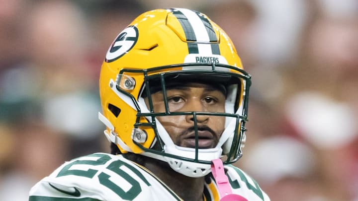 Oct 19, 2025; Glendale, Arizona, USA; Green Bay Packers cornerback Keisean Nixon (25) against the Arizona Cardinals at State Farm Stadium. Mandatory Credit: Mark J. Rebilas-Imagn Images Oct 19, 2025; Glendale, Arizona, USA; Green Bay Packers cornerback Keisean Nixon (25) against the Arizona Cardinals at State Farm Stadium. Mandatory Credit: Mark J. Rebilas-Imagn Images
