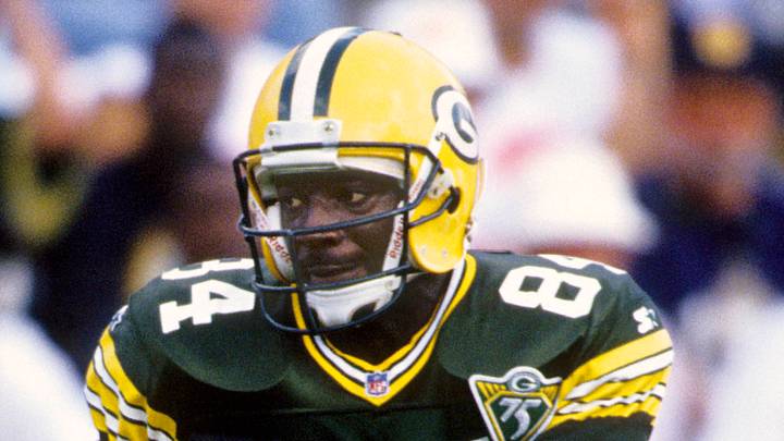 Green Bay Packers receiver Sterling Sharpe in 1993 against the Tampa Bay Buccaneers; USA TODAY Sports