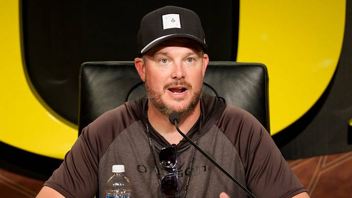 Oregon head coach Dan Lanning speaks during a press conference on Aug. 18, 2026, at the Hatfield-Dowlin Complex in Eugene, Oregon. Oregon head coach Dan Lanning speaks during a press conference on Aug. 18, 2026, at the Hatfield-Dowlin Complex in Eugene, Oregon.