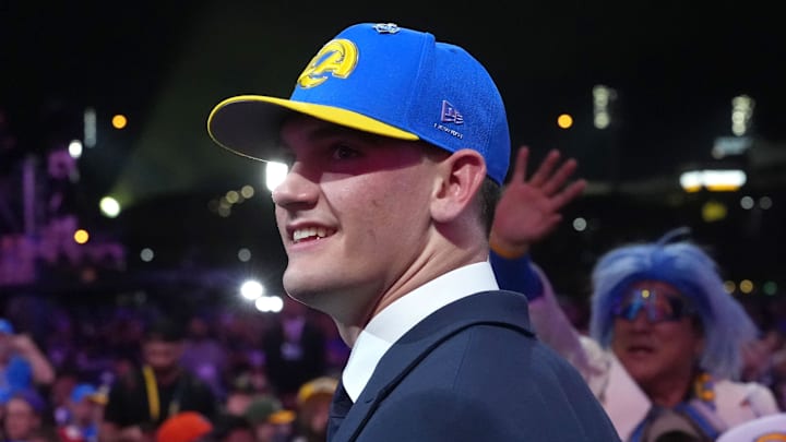 Apr 23, 2026; Pittsburgh, PA, USA; Alabama Crimson Tide quarterback Ty Simpson is selected by the Los Angeles Rams as the number 13 pick during the 2026 NFL Draft at Acrisure Stadium. Mandatory Credit: Kirby Lee-Imagn Images