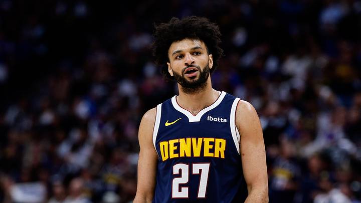 Apr 27, 2026; Denver, Colorado, USA; Denver Nuggets guard Jamal Murray (27) in the first quarter against the Minnesota Timberwolves during game five of the first round of the 2026 NBA Playoffs at Ball Arena.