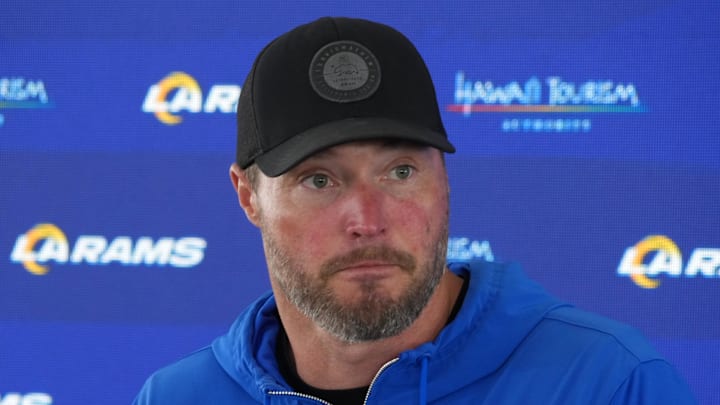 Jun 3, 2025; Woodland Hills, CA, USA; Los Angeles Rams special teams coordinator Chase Blackburn at press conference during organized team activities at Rams Practice Facility. Mandatory Credit: Kirby Lee-Imagn Images Jun 3, 2025; Woodland Hills, CA, USA; Los Angeles Rams special teams coordinator Chase Blackburn at press conference during organized team activities at Rams Practice Facility. Mandatory Credit: Kirby Lee-Imagn Images