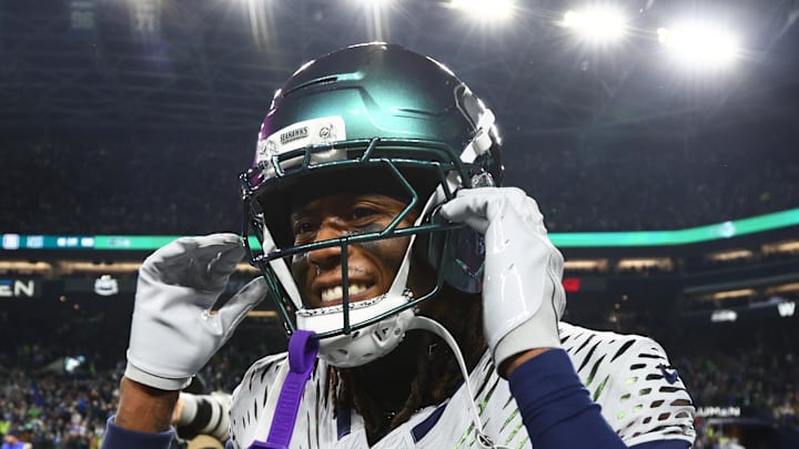 Seattle Seahawks wide receiver Rashid Shaheed celebrates