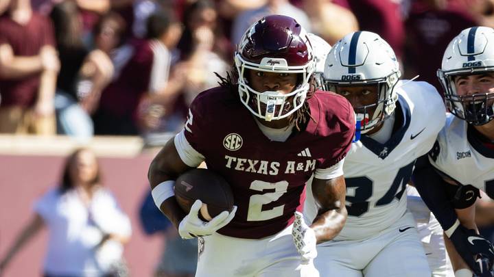 Texas A&M Aggies wide receiver Terry Bussey (2) runs with the ball in the first half of a game against the Samford Bulldogs at Kyle Field.