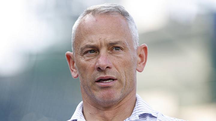 Jul 3, 2025; Chicago, Illinois, USA; Chicago Cubs president of baseball operations Jed Hoyer speaks before a baseball game between the Chicago Cubs and Cleveland Guardians at Wrigley Field. Mandatory Credit: Kamil Krzaczynski-Imagn Images Jul 3, 2025; Chicago, Illinois, USA; Chicago Cubs president of baseball operations Jed Hoyer speaks before a baseball game between the Chicago Cubs and Cleveland Guardians at Wrigley Field. Mandatory Credit: Kamil Krzaczynski-Imagn Images