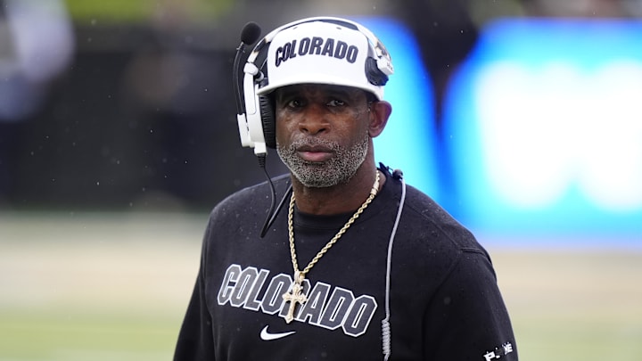 Oct 11, 2025; Boulder, Colorado, USA; Colorado Buffaloes head coach Deion Sanders during the first quarter against the Iowa State Cyclones at Folsom Field. Mandatory Credit: Ron Chenoy-Imagn Images Oct 11, 2025; Boulder, Colorado, USA; Colorado Buffaloes head coach Deion Sanders during the first quarter against the Iowa State Cyclones at Folsom Field. Mandatory Credit: Ron Chenoy-Imagn Images