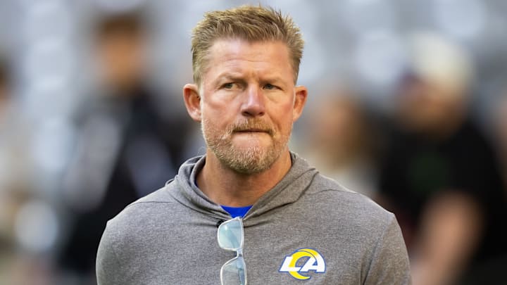 Nov 26, 2023; Glendale, Arizona, USA; Los Angeles Rams general manager Les Snead against the Arizona Cardinals at State Farm Stadium. Mandatory Credit: Mark J. Rebilas-USA TODAY Sports